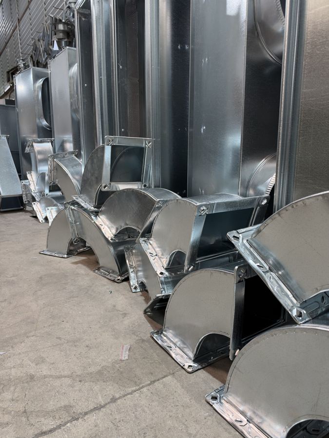 Bends lined up on the factory floor