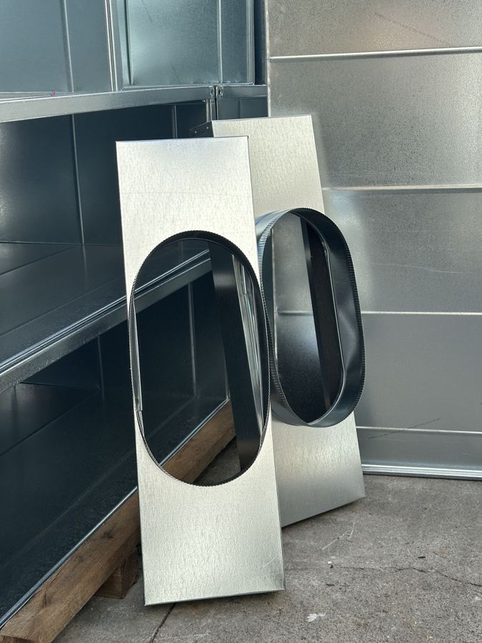 Duct panels with oval cut-outs